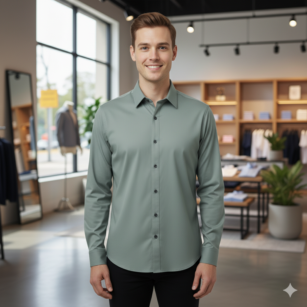 Miraque Men’s Light Grey Formal Shirt – Regular Fit Cotton Blend