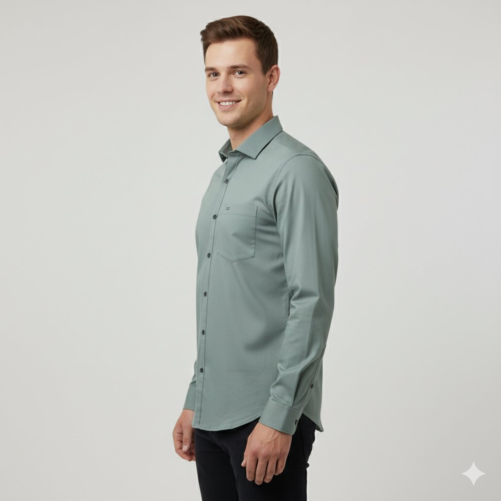 Miraque Men’s Light Grey Formal Shirt – Regular Fit Cotton Blend