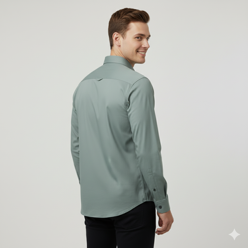 Miraque Men’s Light Grey Formal Shirt – Regular Fit Cotton Blend