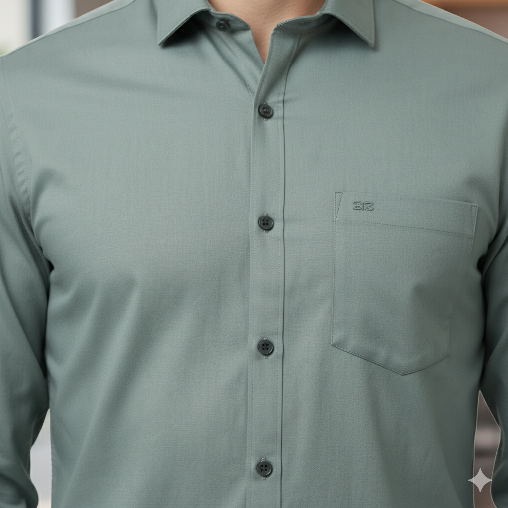 Miraque Men’s Light Grey Formal Shirt – Regular Fit Cotton Blend