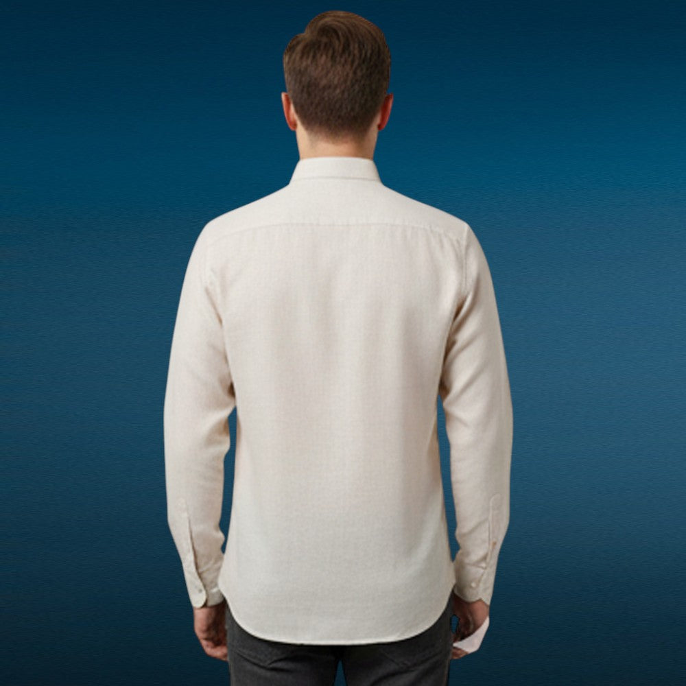 Miraque Men’s Solid Formal Shirt – Regular Fit Cotton Cream Color | Full Sleeve Shirt for Men