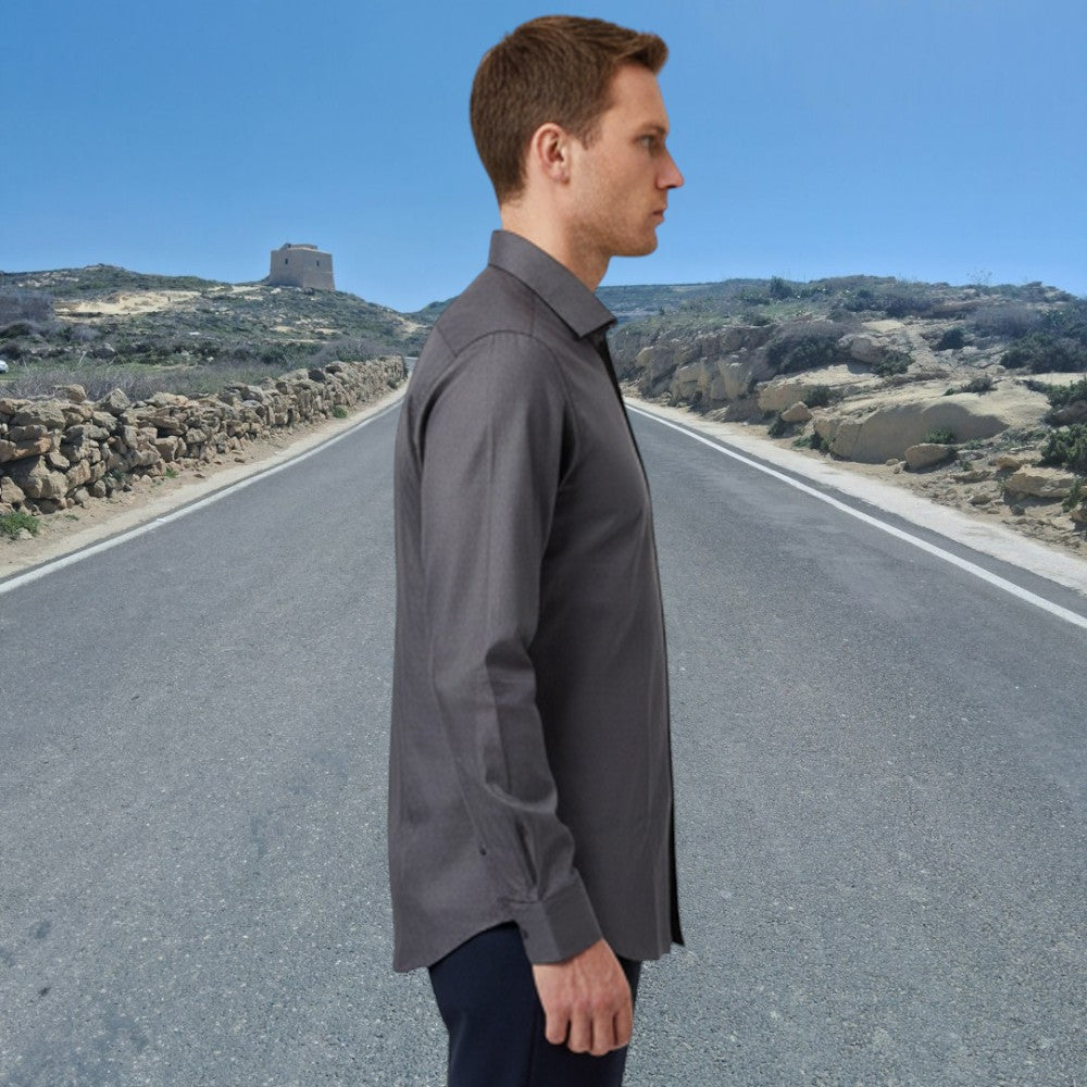 Miraque Men’s Charcoal Grey Slim Fit Full Sleeve Shirt | Formal & Office Wear Solid Shirt