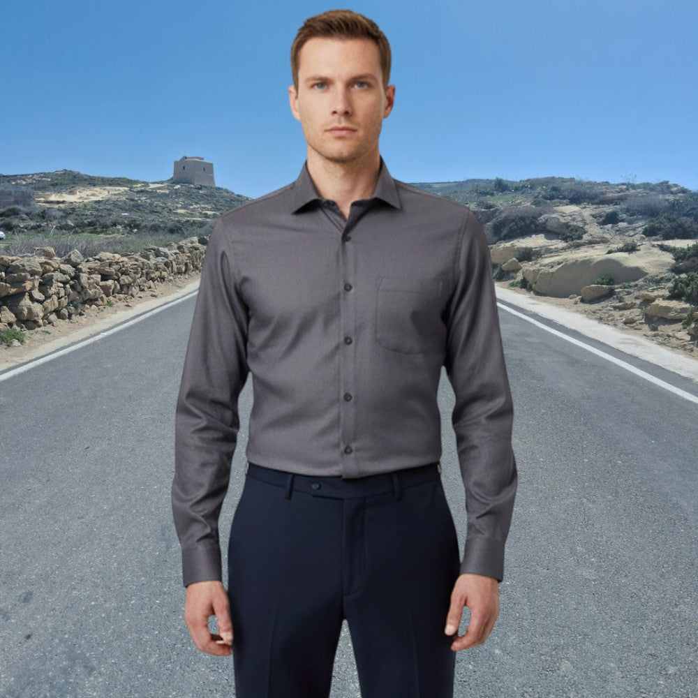 Miraque Men’s Charcoal Grey Slim Fit Full Sleeve Shirt | Formal & Office Wear Solid Shirt