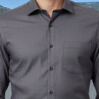 Miraque Men’s Charcoal Grey Slim Fit Full Sleeve Shirt | Formal & Office Wear Solid Shirt