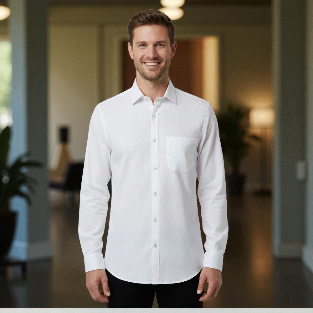 Miraque Men’s White Slim Fit Formal Shirt – Cotton Blend Office Wear