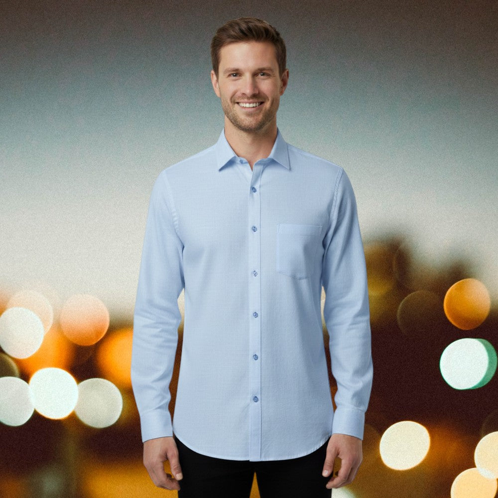 Miraque Men’s Light Blue Slim Fit Full-Sleeve Shirt