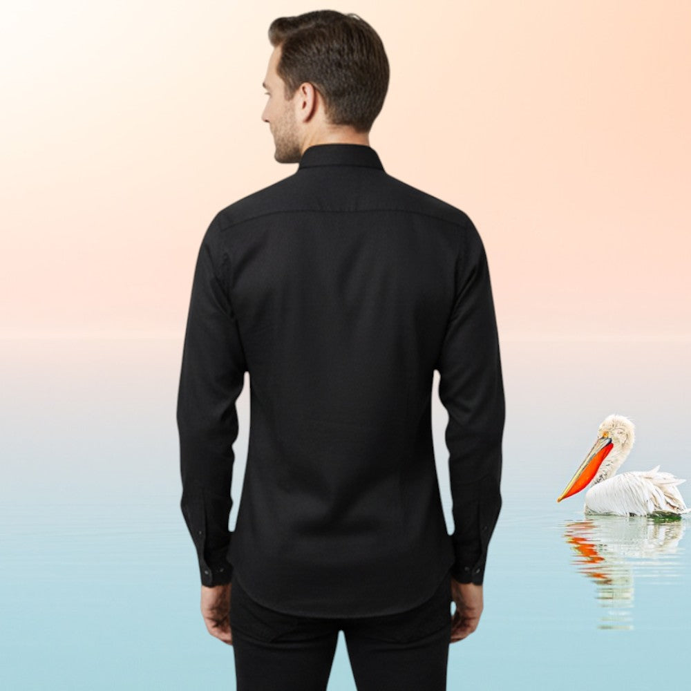 Miraque Men’s Premium Black Slim Fit Full Sleeve Shirt