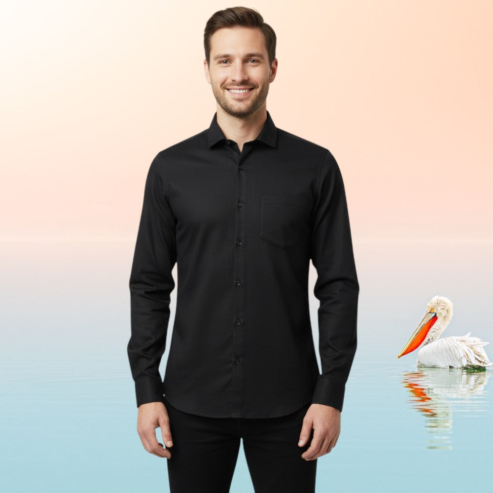 Miraque Men’s Premium Black Slim Fit Full Sleeve Shirt