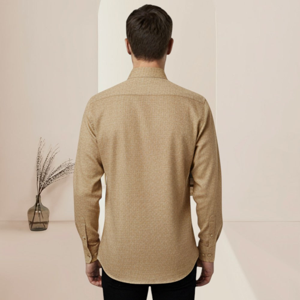 MIraque Men’s Premium Beige Slim Fit Full Sleeve Shirt