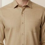 MIraque Men’s Premium Beige Slim Fit Full Sleeve Shirt