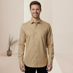 MIraque Men’s Premium Beige Slim Fit Full Sleeve Shirt