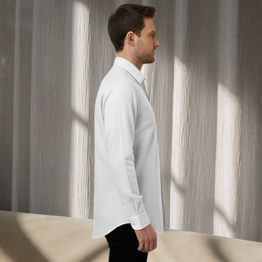 Miraque Men’s Premium White Slim Fit Full Sleeve Shirt | Classic Solid Formal Shirt