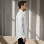 Miraque Men’s Premium White Slim Fit Full Sleeve Shirt | Classic Solid Formal Shirt