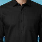 Miraque Men’s Premium Black Slim Fit Full Sleeve Shirt | Solid Formal & Party Wear Shirt