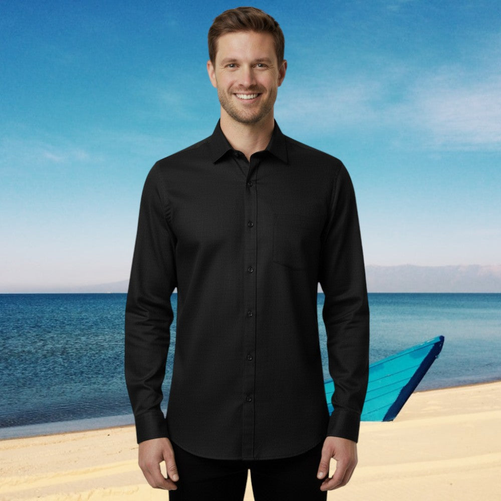Miraque Men’s Premium Black Slim Fit Full Sleeve Shirt | Solid Formal & Party Wear Shirt