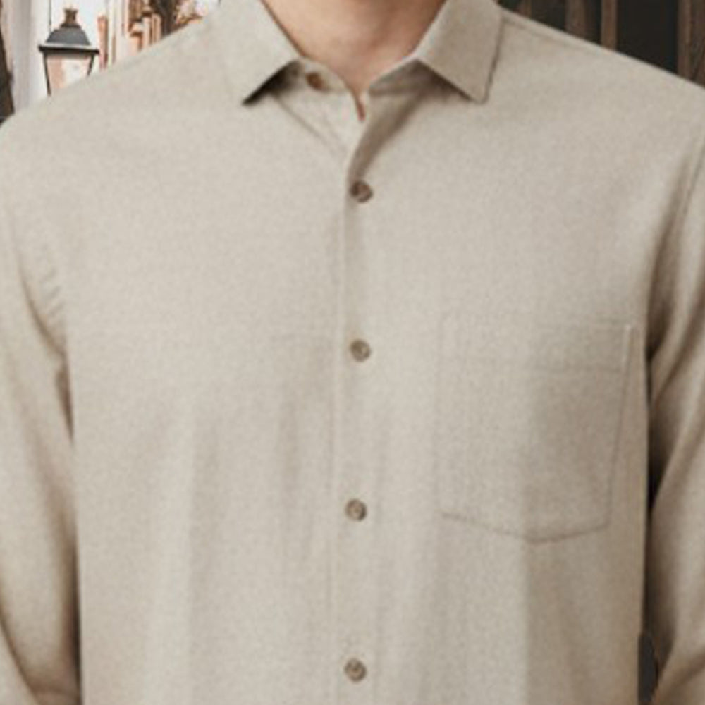 Miraque Men’s Light Beige Slim Fit Full Sleeve Shirt | Sand Color Casual & Office Wear Shirt