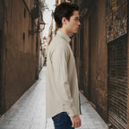 Miraque Men’s Light Beige Slim Fit Full Sleeve Shirt | Sand Color Casual & Office Wear Shirt