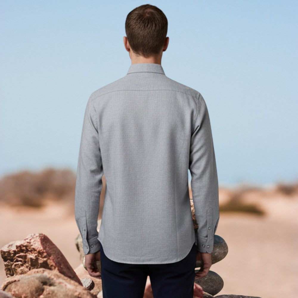 Miraque Men’s Light Grey Slim Fit Full Sleeve Shirt | Office & Formal Wear Solid Shirt