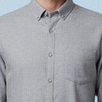 Miraque Men’s Light Grey Slim Fit Full Sleeve Shirt | Office & Formal Wear Solid Shirt