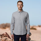 Miraque Men’s Light Grey Slim Fit Full Sleeve Shirt | Office & Formal Wear Solid Shirt