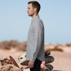 Miraque Men’s Light Grey Slim Fit Full Sleeve Shirt | Office & Formal Wear Solid Shirt