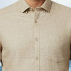 Miraque Men’s Beige Slim Fit Full Sleeve Shirt | Light Camel Casual & Office Wear Shirt