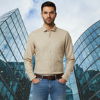 Miraque Men’s Beige Slim Fit Full Sleeve Shirt | Light Camel Casual & Office Wear Shirt