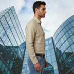 Miraque Men’s Beige Slim Fit Full Sleeve Shirt | Light Camel Casual & Office Wear Shirt