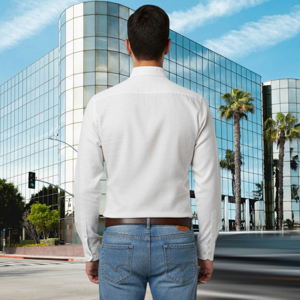 Miraque Men’s Off-White Slim Fit Full Sleeve Shirt | Cream White Office & Casual Wear Shirt