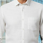 Miraque Men’s Off-White Slim Fit Full Sleeve Shirt | Cream White Office & Casual Wear Shirt