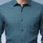 Miraque Men’s Teal Blue Slim Fit Full Sleeve Shirt | Premium Office & Casual Wear Shirt