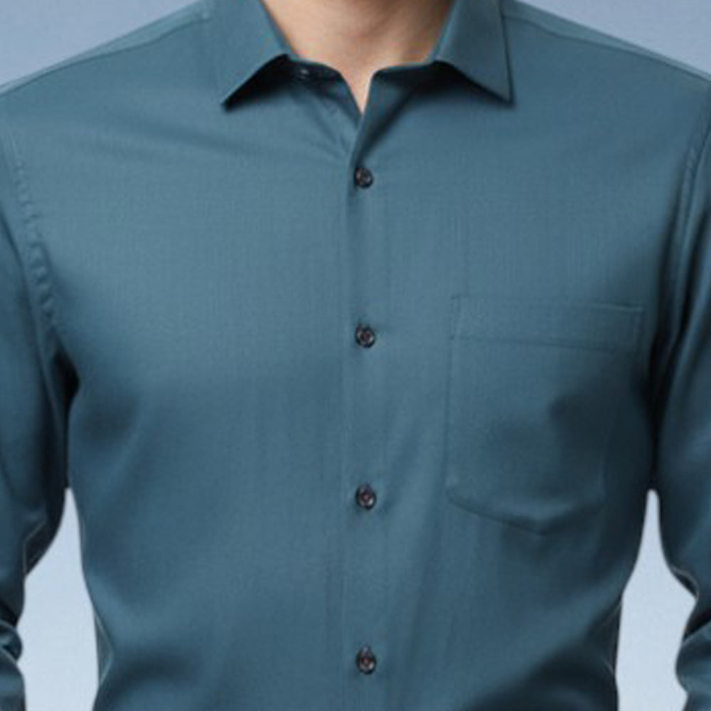Miraque Men’s Teal Blue Slim Fit Full Sleeve Shirt | Premium Office & Casual Wear Shirt
