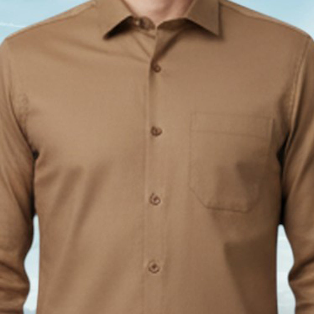 Miraque Men’s Brown Slim Fit Full Sleeve Shirt | Camel Tan Premium Office & Casual Wear Shirt