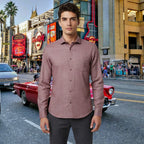 Miraque Men’s Brown Slim Fit Full Sleeve Shirt | Camel Tan Office & Casual Wear Shirt