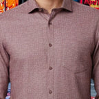 Miraque Men’s Brown Slim Fit Full Sleeve Shirt | Camel Tan Office & Casual Wear Shirt