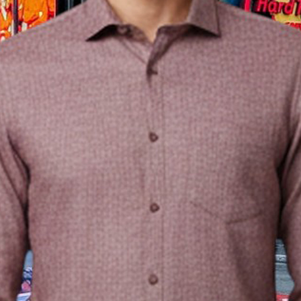 Miraque Men’s Brown Slim Fit Full Sleeve Shirt | Camel Tan Office & Casual Wear Shirt