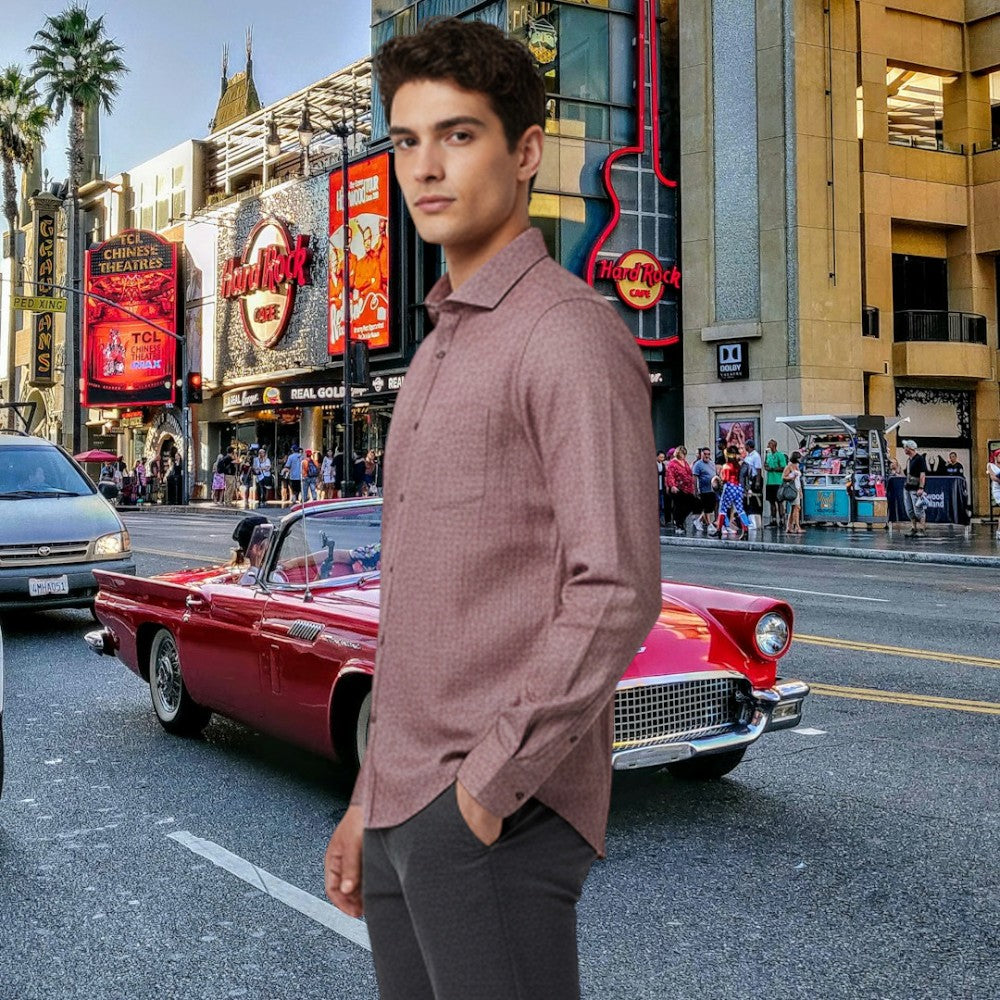 Miraque Men’s Brown Slim Fit Full Sleeve Shirt | Camel Tan Office & Casual Wear Shirt