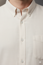 Miraque Men’s Solid Formal Shirt – Regular Fit Cotton Cream Color | Full Sleeve Shirt for Men